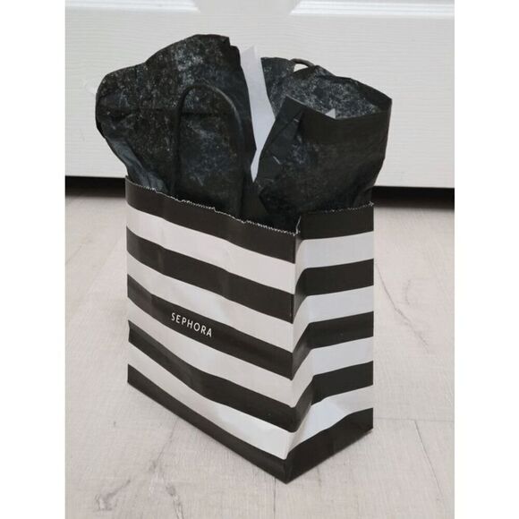 🖤🤍 SEPHORA Empty Black White Striped Paper Shopping Gift Bag with Tissues - Picture 8 of 9